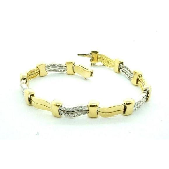 Womens Heavy 18k Twotone Gold Elegant Diamond Ten